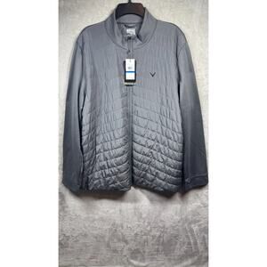 CALLAWAY NEW GOLF JACKET MENS XL GRAY LIGHTWEIGHT PUFFER FULL ZIP POCKETS LOGO